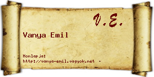 Vanya Emil névjegykártya